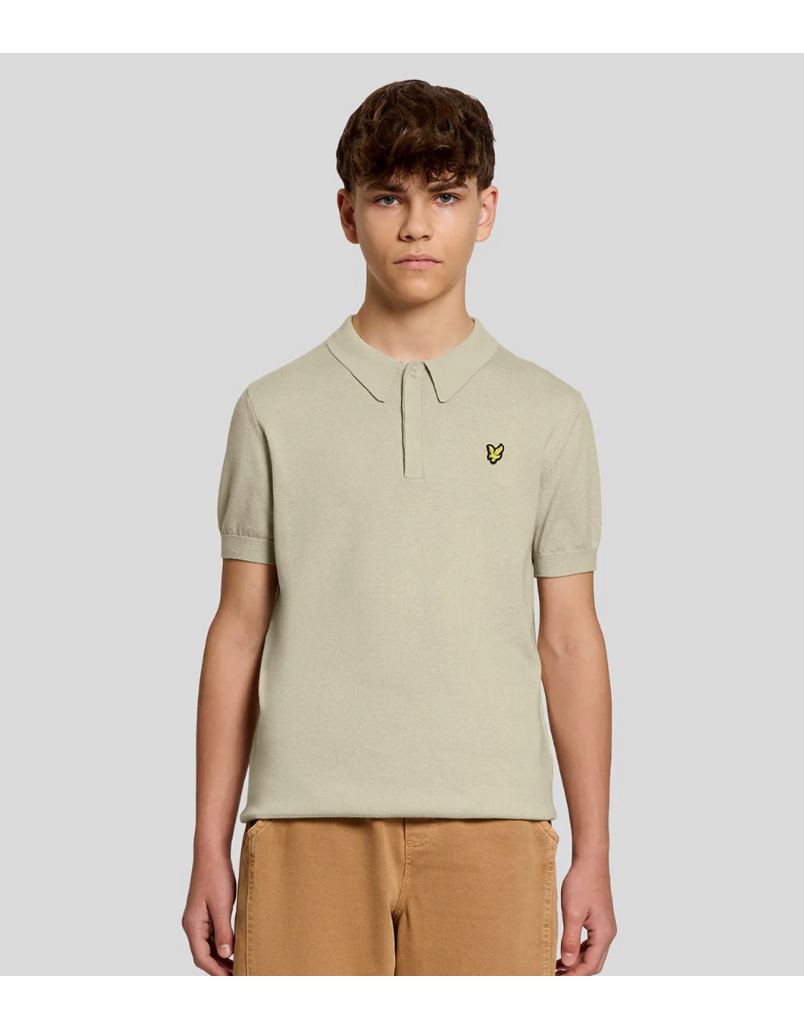 Lyle & Scott SS Knitted Polo Shirt Y117 Wheat