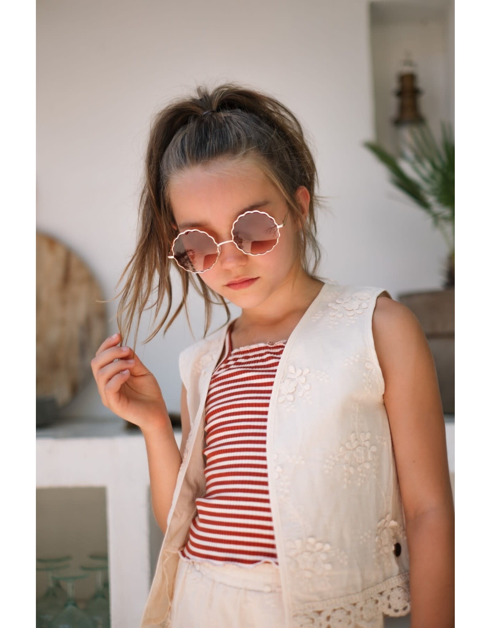 Like Flo Evina Flo girls solid rib singlet Desert stone