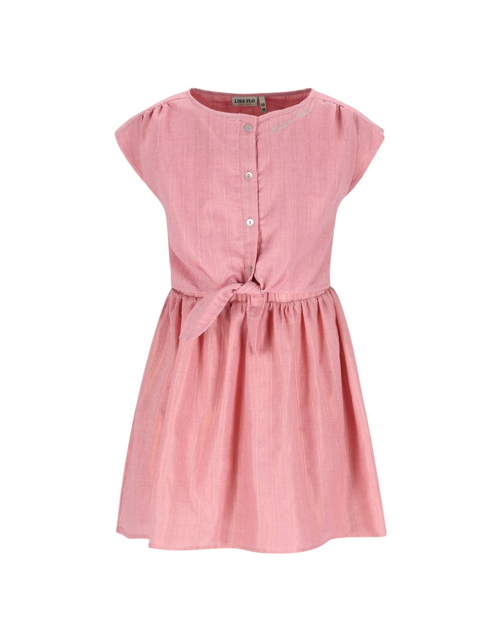 Like Flo Maika Flo girls glitter dress with knot and button closure at front Copper