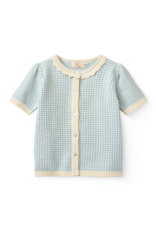 Copenhagen Colors CHECK JACQUARD CARDIGAN DUSTY BLUE CHECK