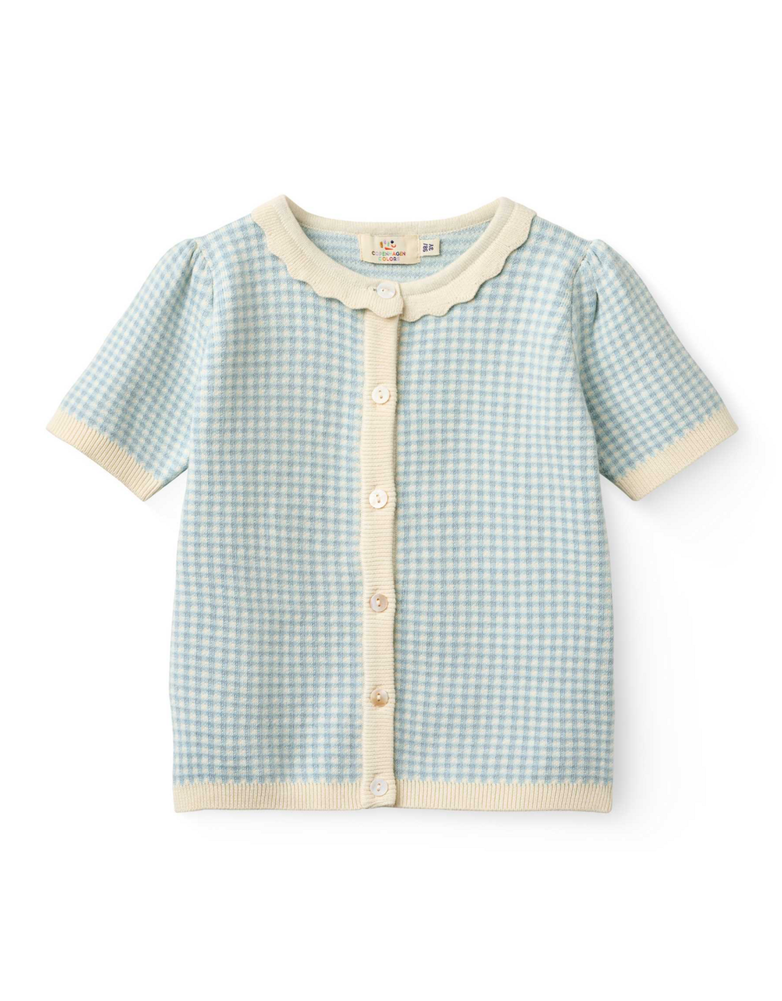 Copenhagen Colors CHECK JACQUARD CARDIGAN DUSTY BLUE CHECK