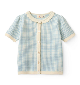 Copenhagen Colors CHECK JACQUARD CARDIGAN DUSTY BLUE CHECK