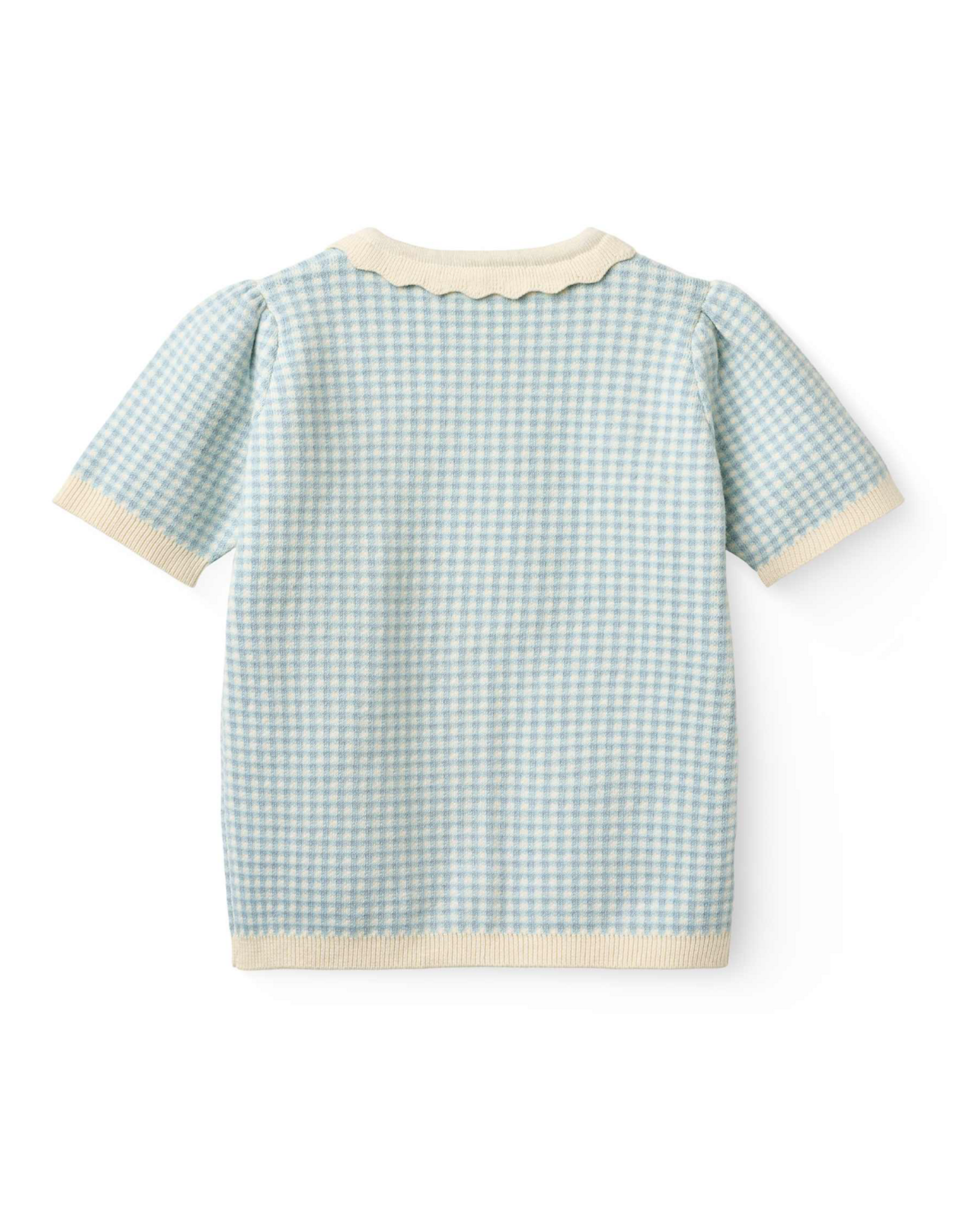 Copenhagen Colors CHECK JACQUARD CARDIGAN DUSTY BLUE CHECK