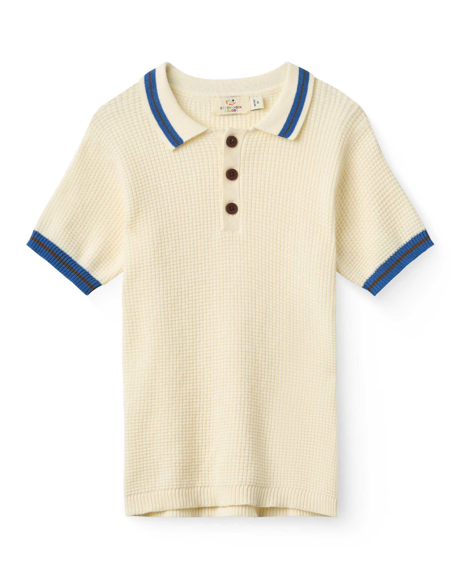Copenhagen Colors KNITTED PATTERN POLO CREAM, BLUE, BROWN COMB.
