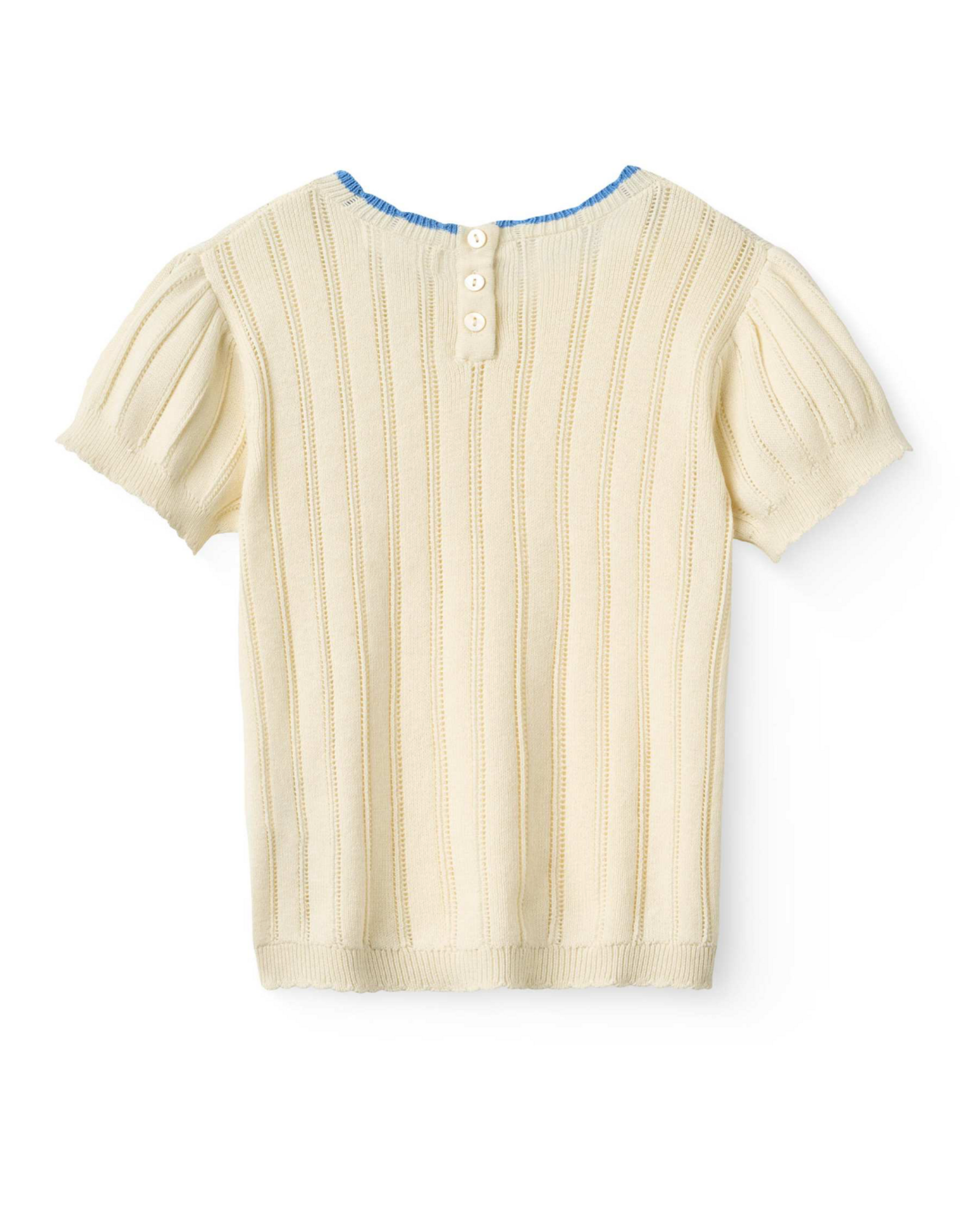 Copenhagen Colors KNITTED POINTELLE SS BLOUSE CREAM
