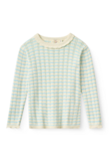 Copenhagen Colors KNITTED STRIPE POINTELLE LS BLOUSE DUSTY BLUE COMB.