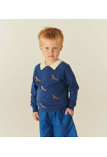 Copenhagen Colors PULL OVER W. EMBROIDERY SHARP BLUE COMB.