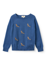 Copenhagen Colors PULL OVER W. EMBROIDERY SHARP BLUE COMB.