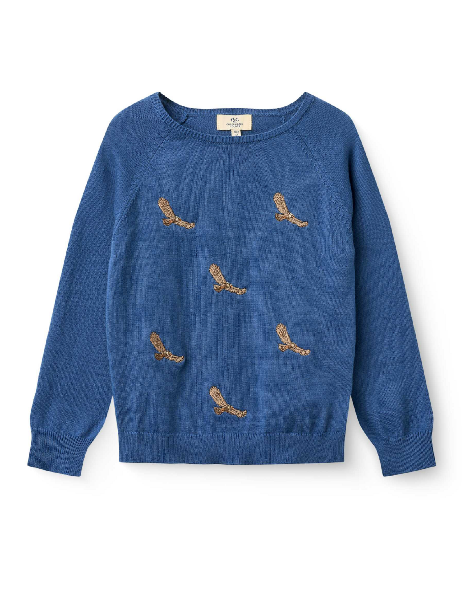 Copenhagen Colors PULL OVER W. EMBROIDERY SHARP BLUE COMB.