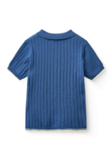 Copenhagen Colors RIB KNITTED POLO SHARP BLUE/CREAM COMB.