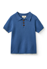 Copenhagen Colors RIB KNITTED POLO SHARP BLUE/CREAM COMB.