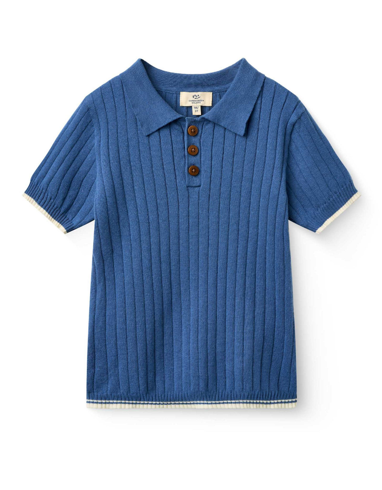 Copenhagen Colors RIB KNITTED POLO SHARP BLUE/CREAM COMB.