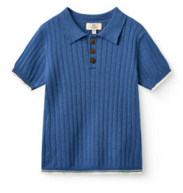Copenhagen Colors RIB KNITTED POLO SHARP BLUE/CREAM COMB.