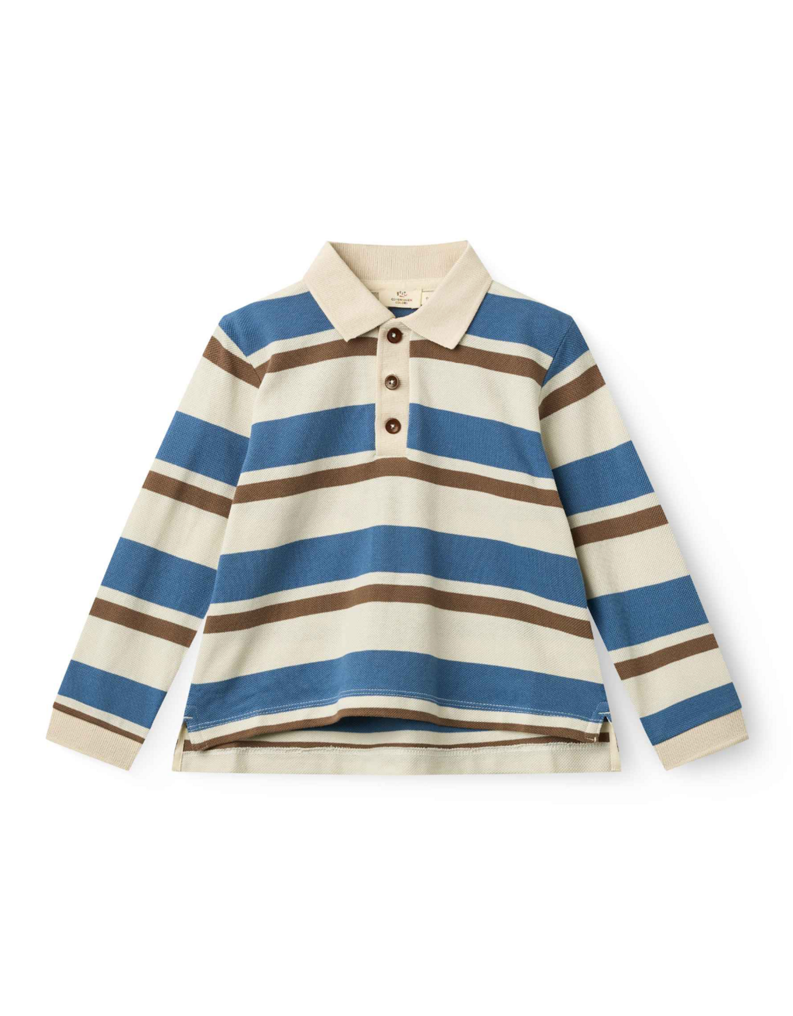 Copenhagen Colors STRIPED PIQUE POLO W. LS SHARP BLUE COMB.