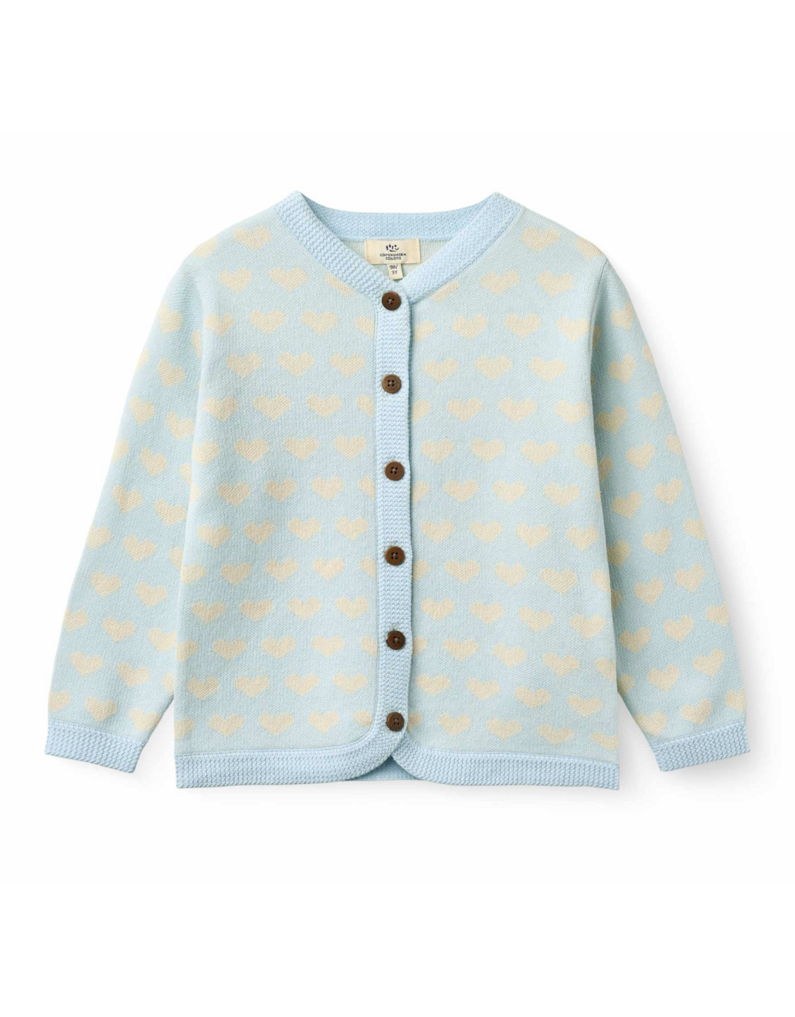 Copenhagen Colors HEART CARDIGAN W. CROCHET EDGE ICE BLUE COMB