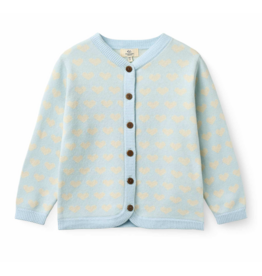 Copenhagen Colors HEART CARDIGAN W. CROCHET EDGE ICE BLUE COMB