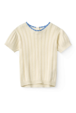Copenhagen Colors KNITTED POINTELLE SS BLOUSE CREAM
