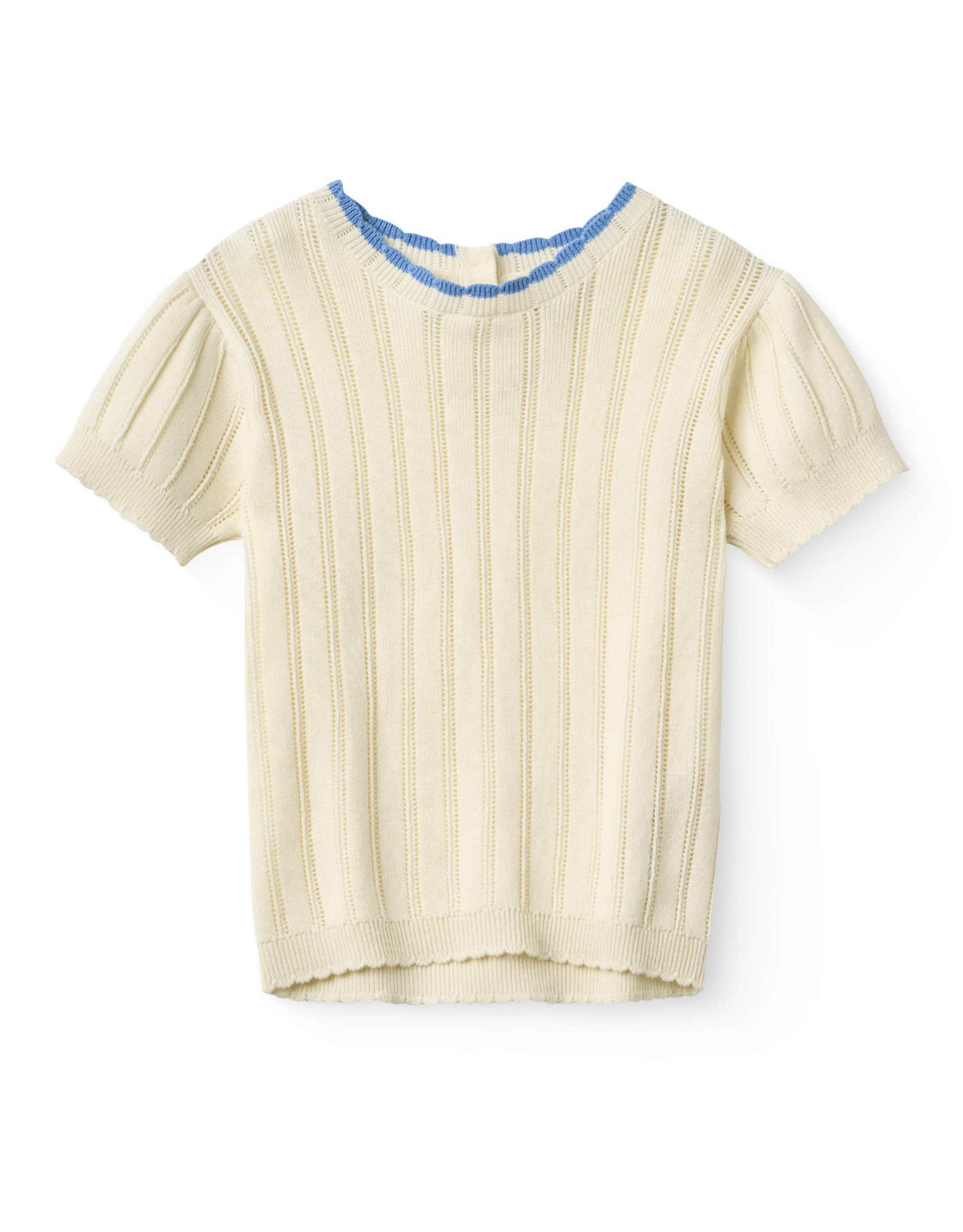Copenhagen Colors KNITTED POINTELLE SS BLOUSE CREAM