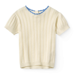Copenhagen Colors KNITTED POINTELLE SS BLOUSE CREAM