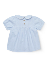 Copenhagen Colors SEERSUCKER BLOUSE W. COLLAR SKY BLUE W CREAM STRIPE