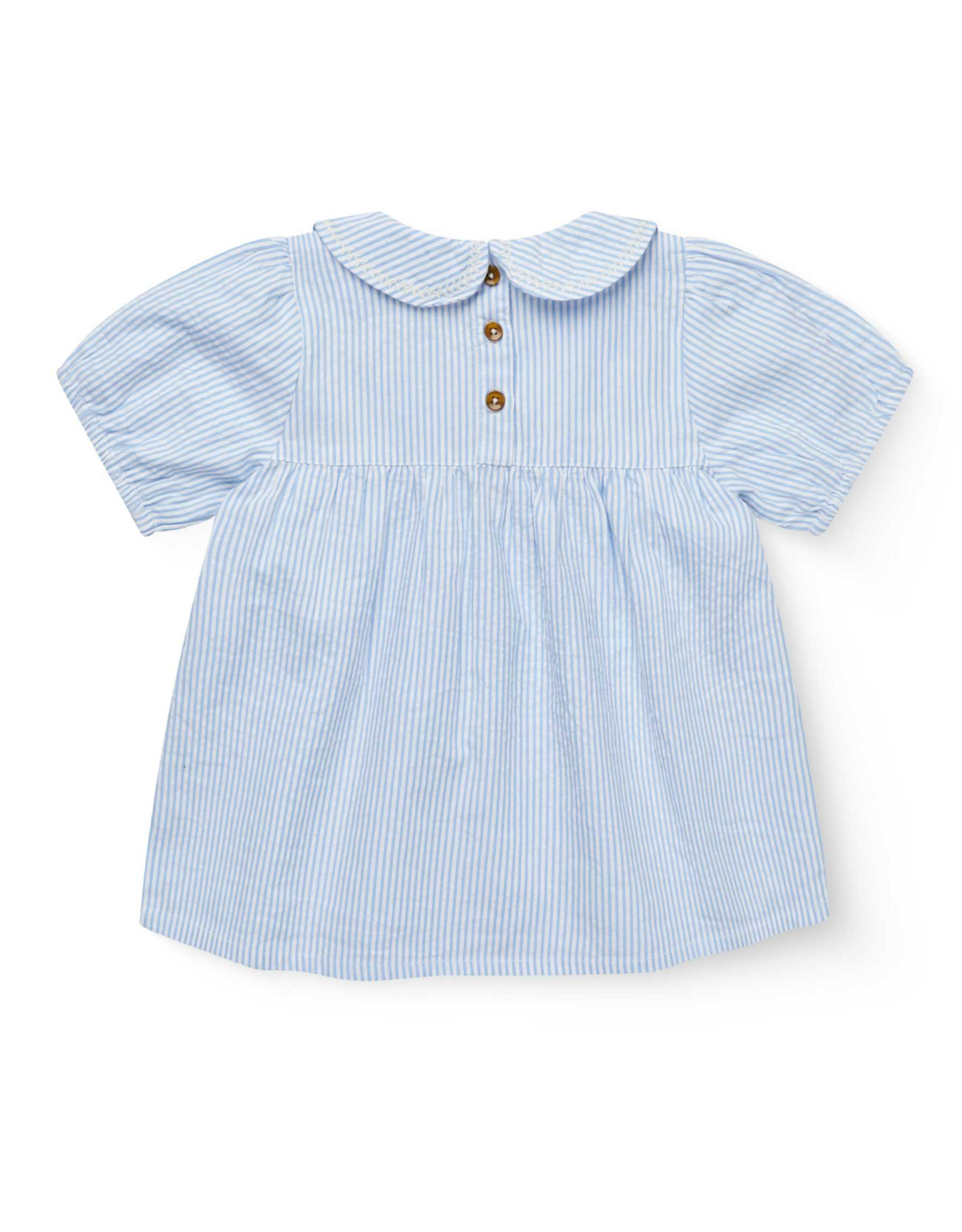 Copenhagen Colors SEERSUCKER BLOUSE W. COLLAR SKY BLUE W CREAM STRIPE