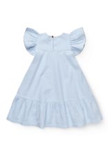 Copenhagen Colors SEERSUCKER DRESS W. FRILL SLEEVES SKY BLUE W CREAM STRIPE W OCEAN BLUE