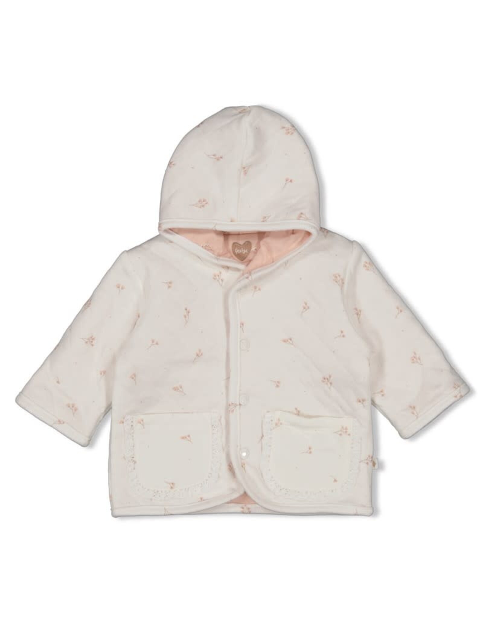 Feetje Omkeerbaar jasje met capuchon AOP - Delicate Flower Offwhite
