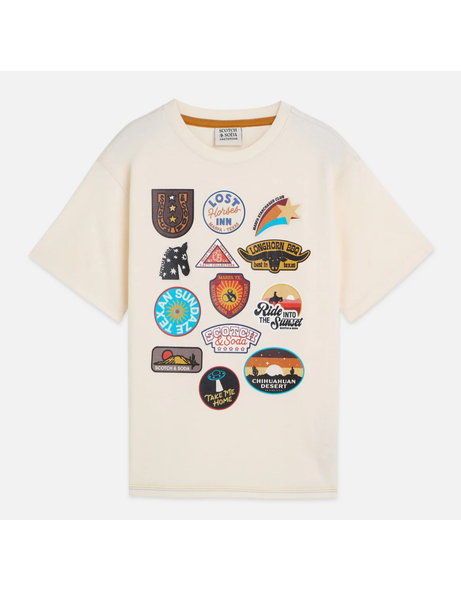 Scotch & Soda FRONT ARTWORK RELAXEDFIT TSHIRT  - EGGNOG