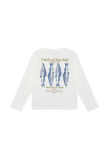 Daily7 T-shirt Longsleeve met Backprint Egret