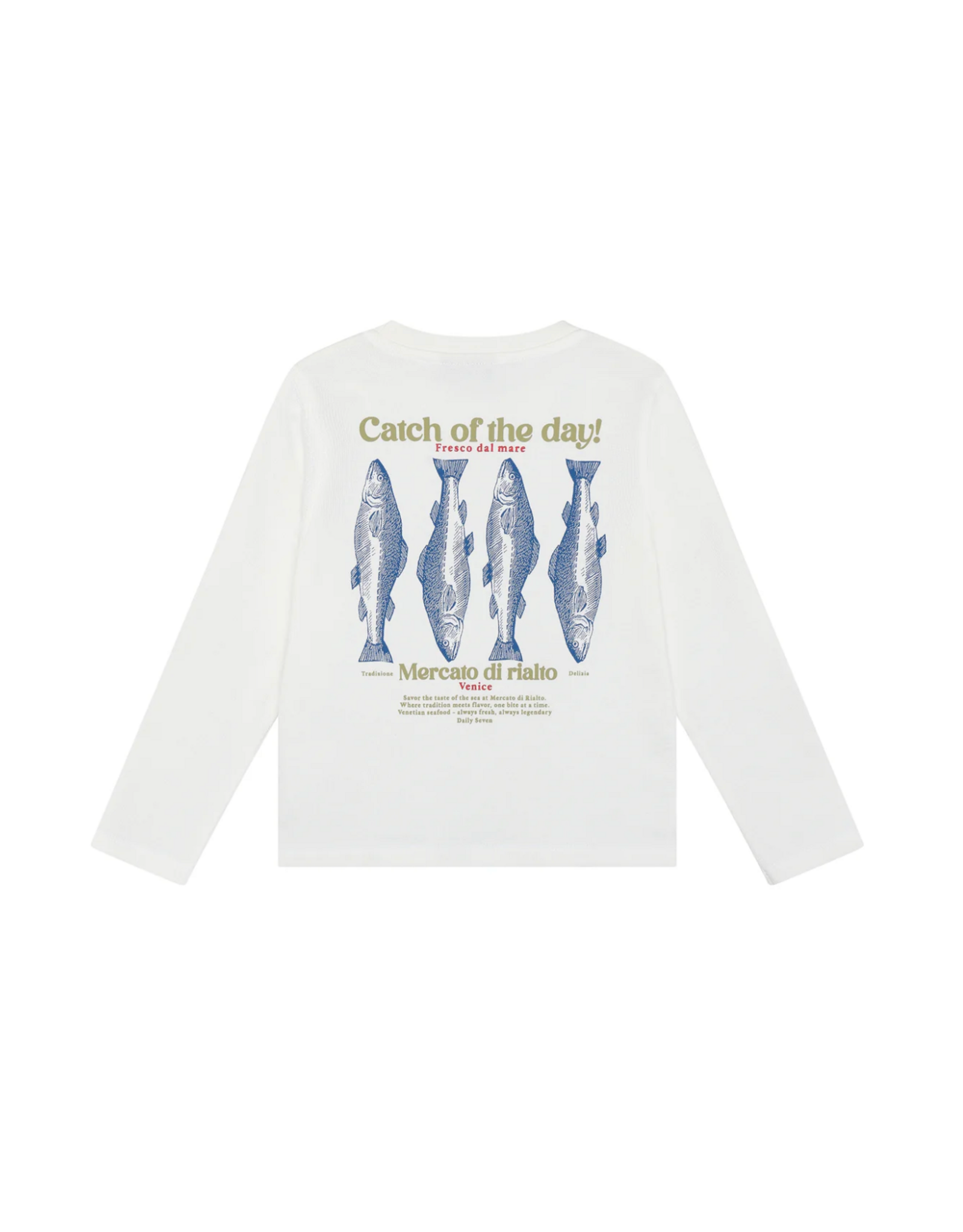 Daily7 T-shirt Longsleeve met Backprint Egret