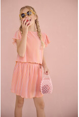 Nono Norah Striped Plissee Skirt Orange Coral