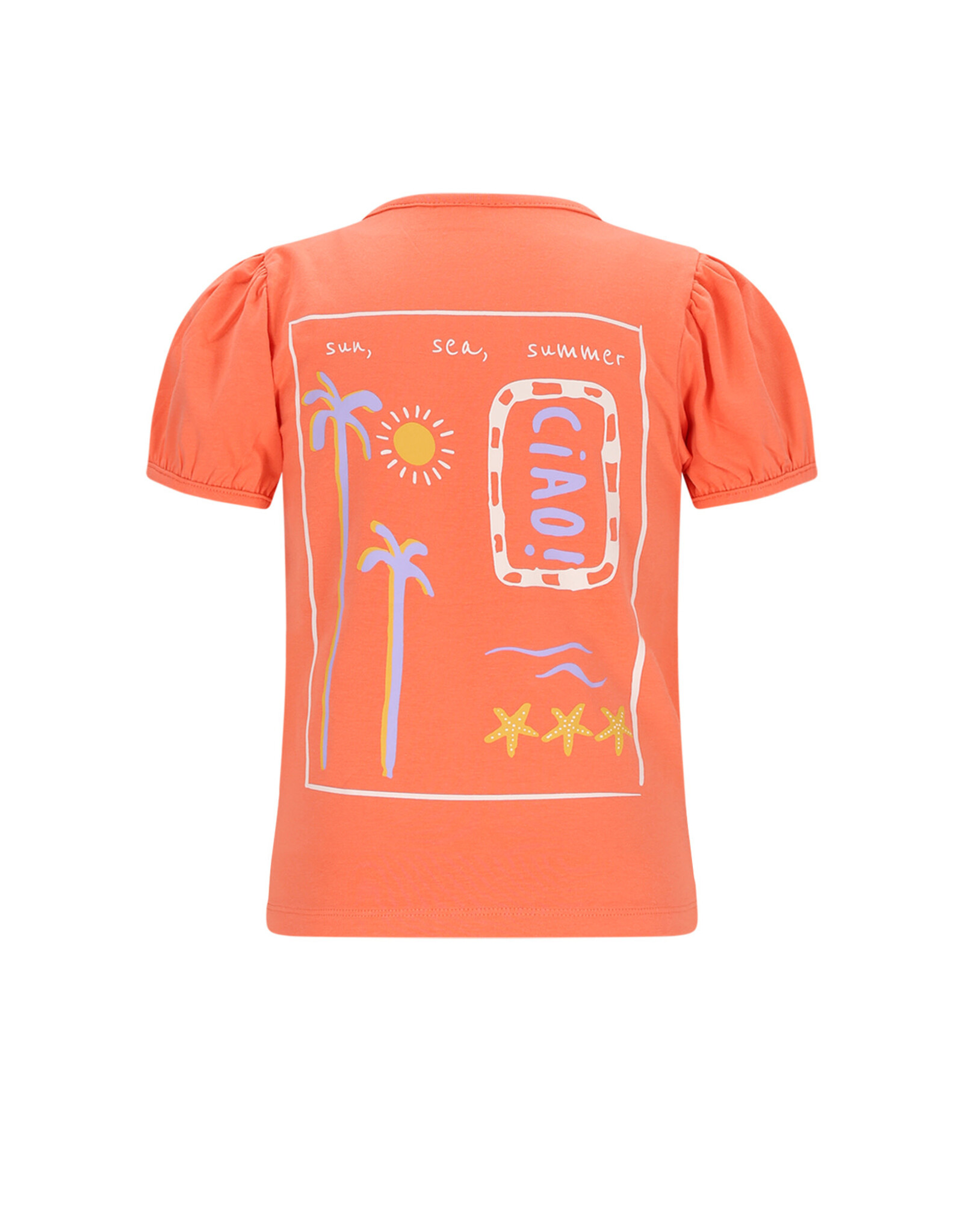 Nono Karen Tshirt S/SL with CIAO print at back Orange Coral