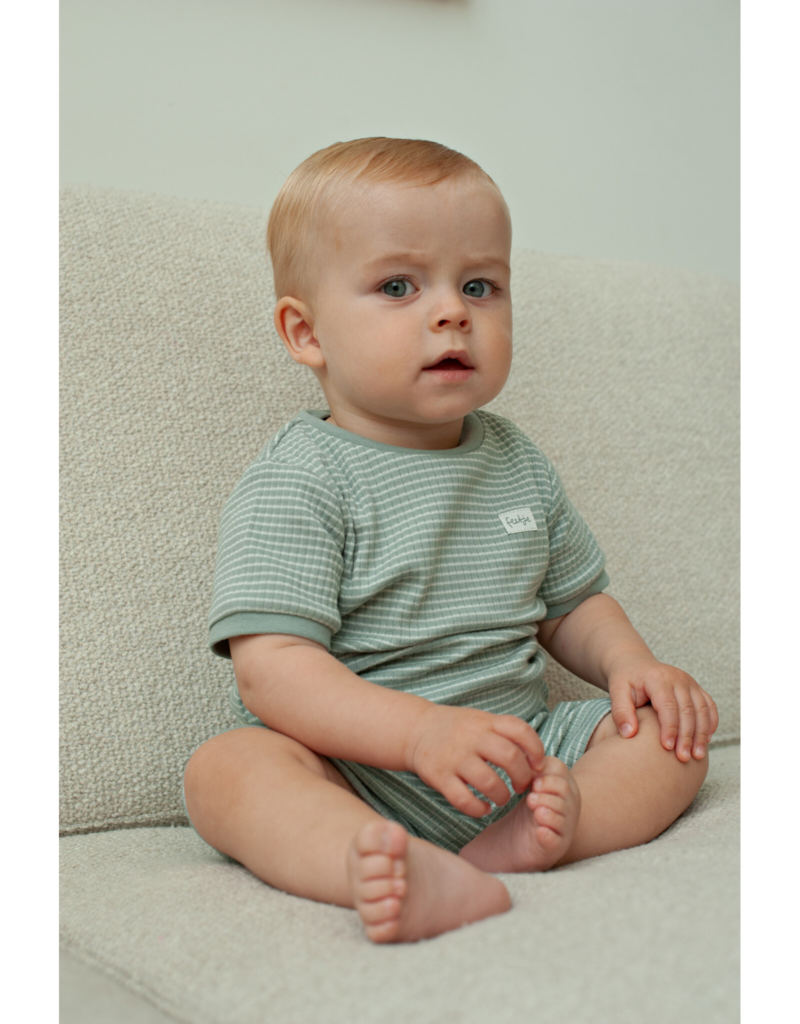 Feetje Shortama wafel - Summer Special Zeegroen