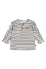 Feetje Longsleeve rib met streep - Breakfast Buddy Blauw