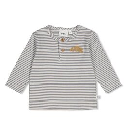Feetje Longsleeve rib met streep - Breakfast Buddy Blauw
