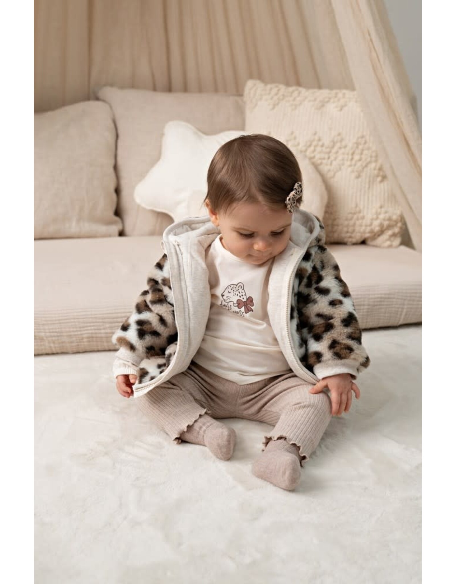 Feetje Fake fur jasje met capuchon - Dress to Impress Taupe