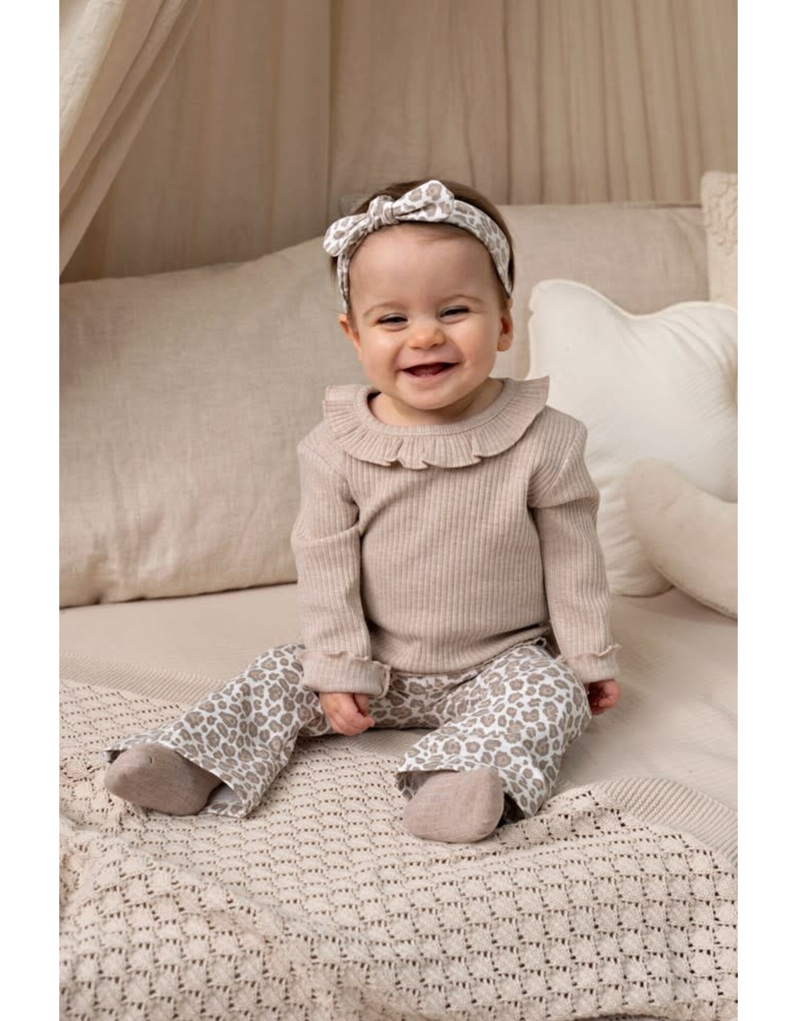 Feetje Flare broek AOP - Dress to Impress Offwhite melange