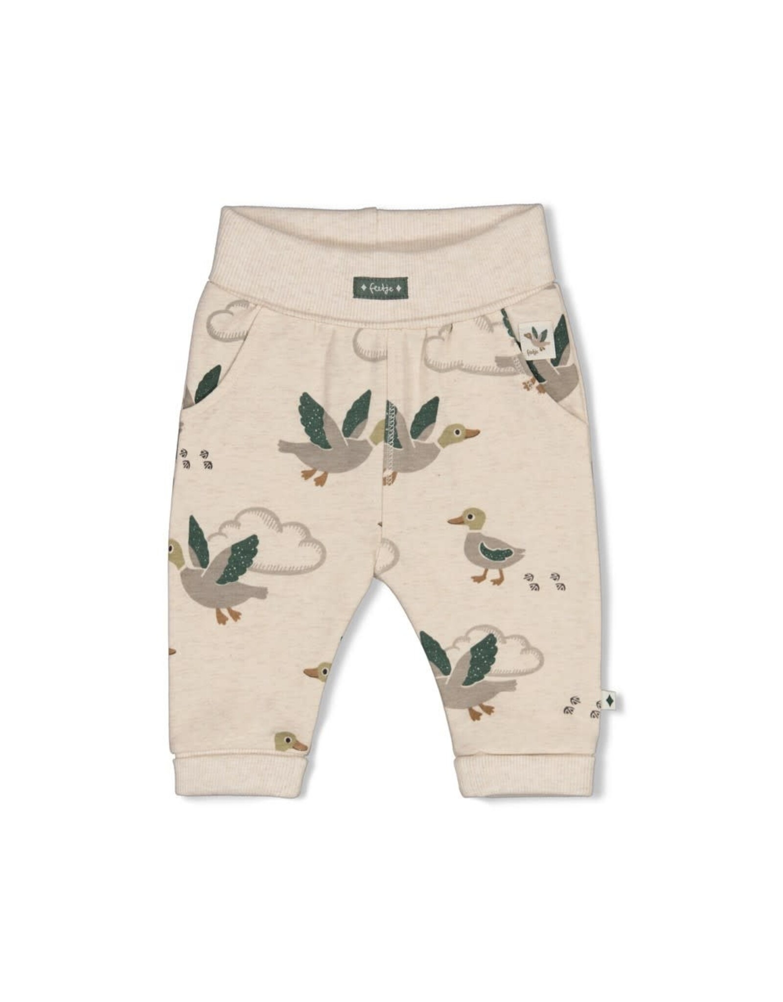 Feetje Broek AOP - Wiggle and Waddle Offwhite melange