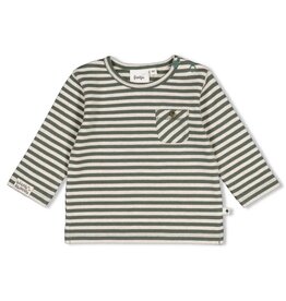 Feetje Longsleeve rib met streep - Wiggle and Waddle Groen