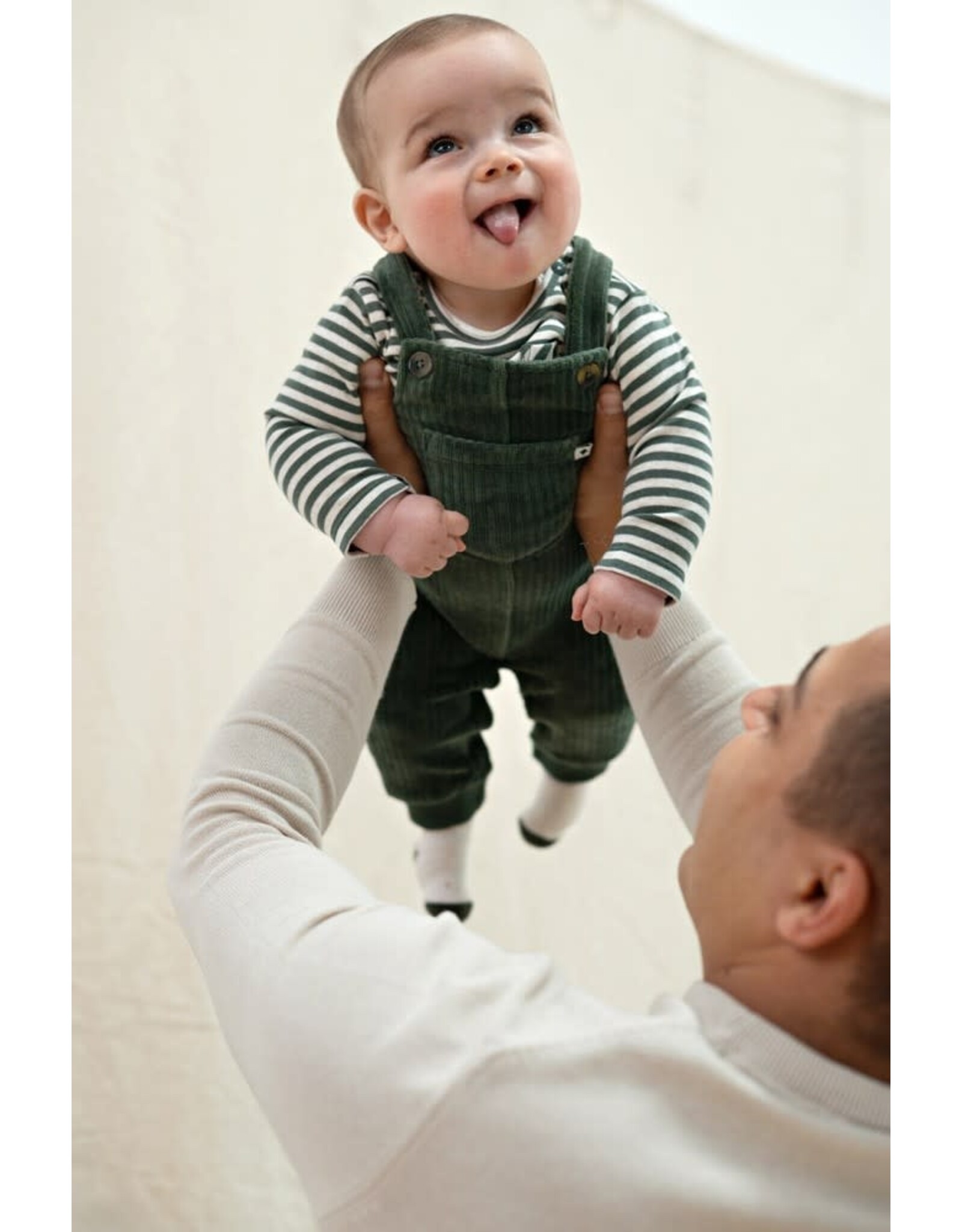 Feetje Longsleeve rib met streep - Wiggle and Waddle Groen