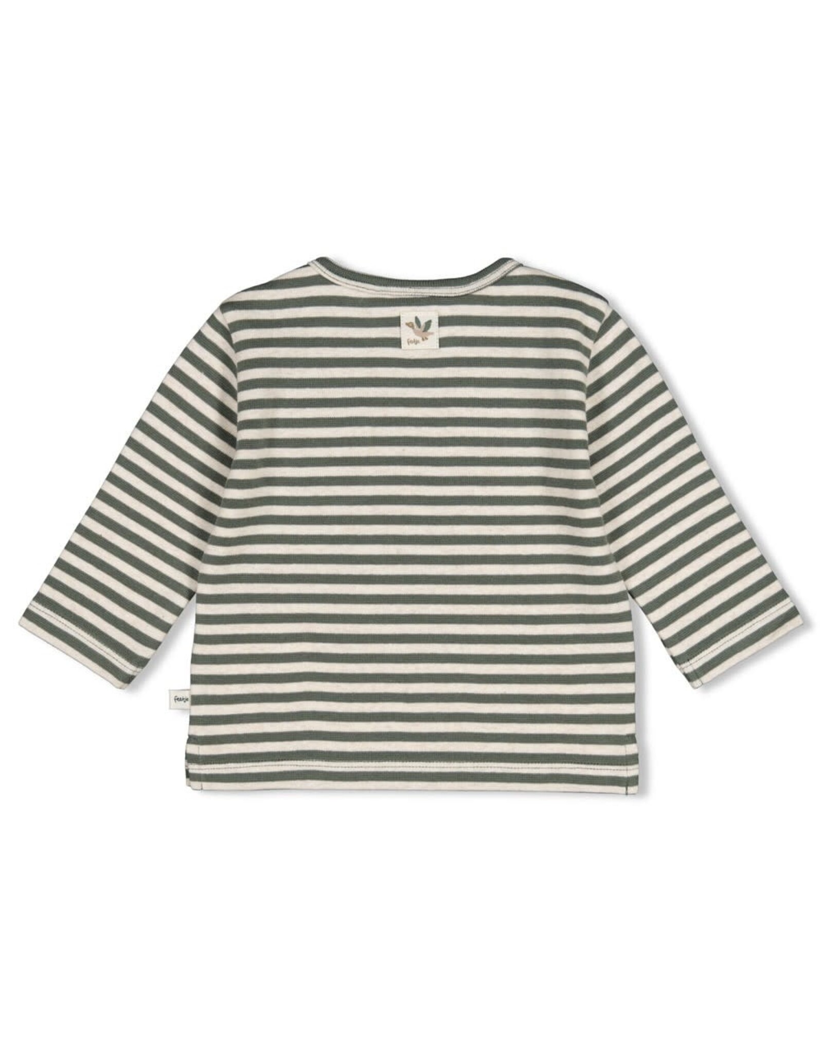 Feetje Longsleeve rib met streep - Wiggle and Waddle Groen