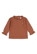 Feetje Longsleeve pointelle rib - Forest Garden Bruin