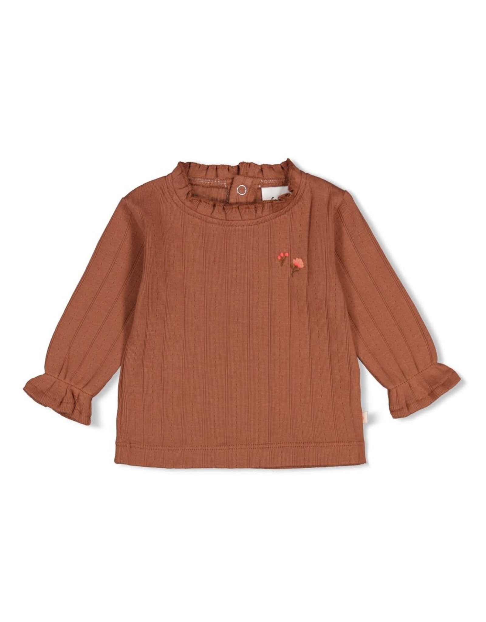 Feetje Longsleeve pointelle rib - Forest Garden Bruin