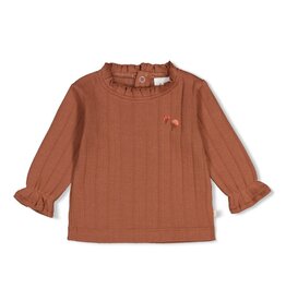 Feetje Longsleeve pointelle rib - Forest Garden Bruin