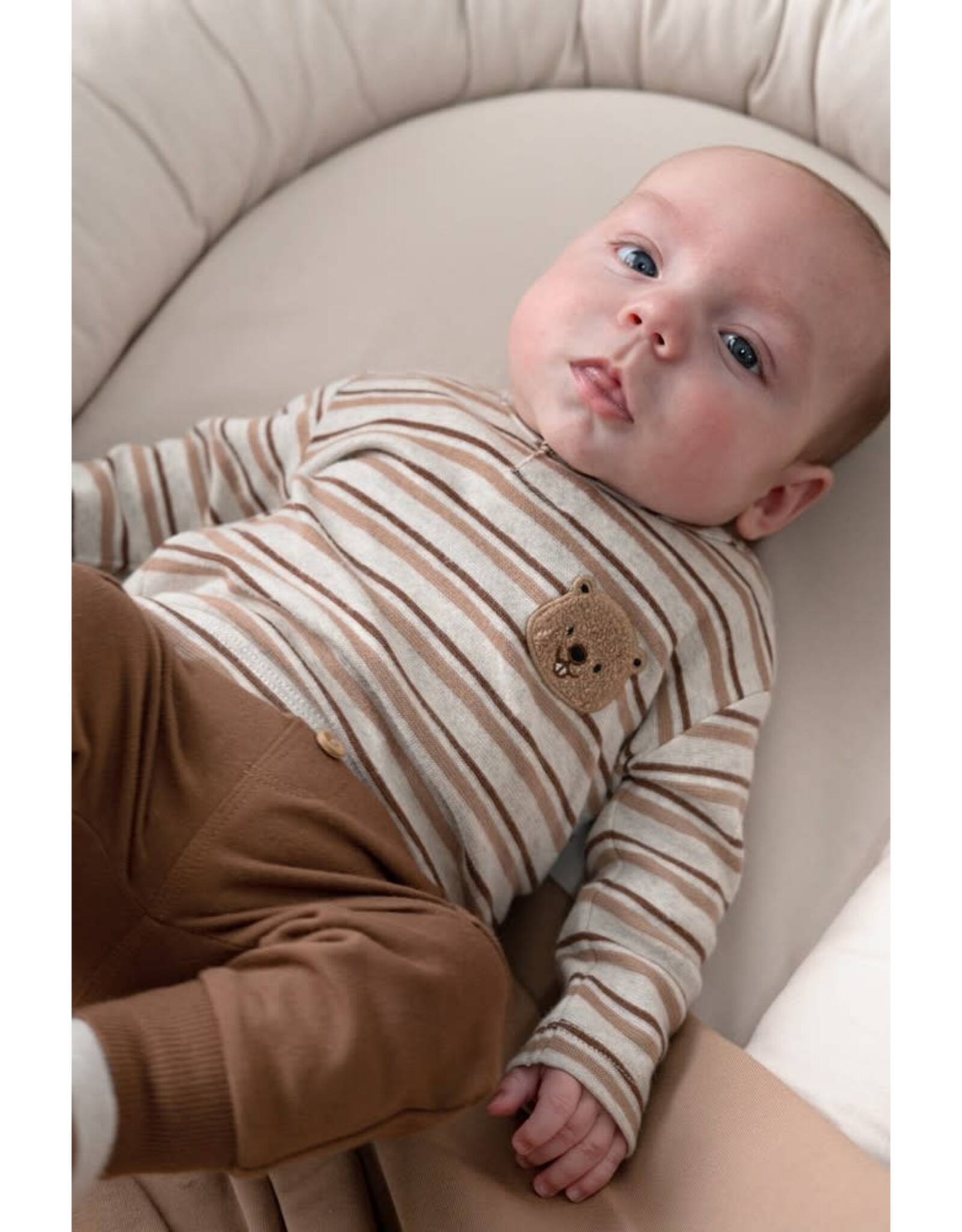 Feetje Longsleeve rib met streep - Tiny Timber Tales Grijs melange