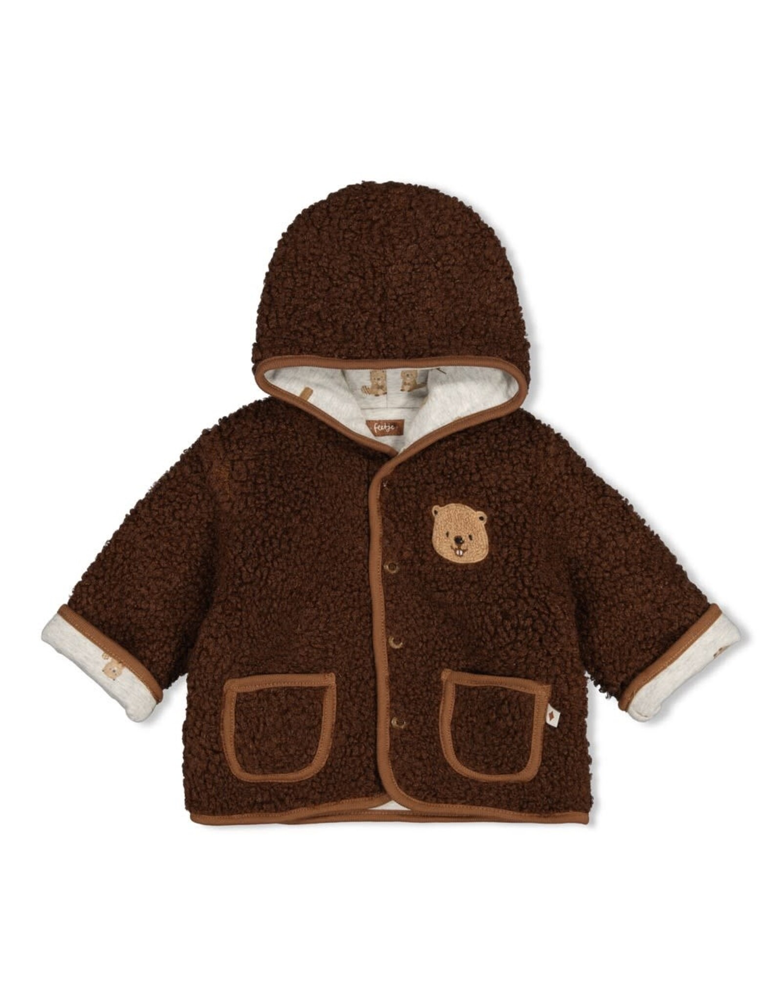 Feetje Omkeerbaar teddy jasje met capuchon - Tiny Timber Tales Bruin