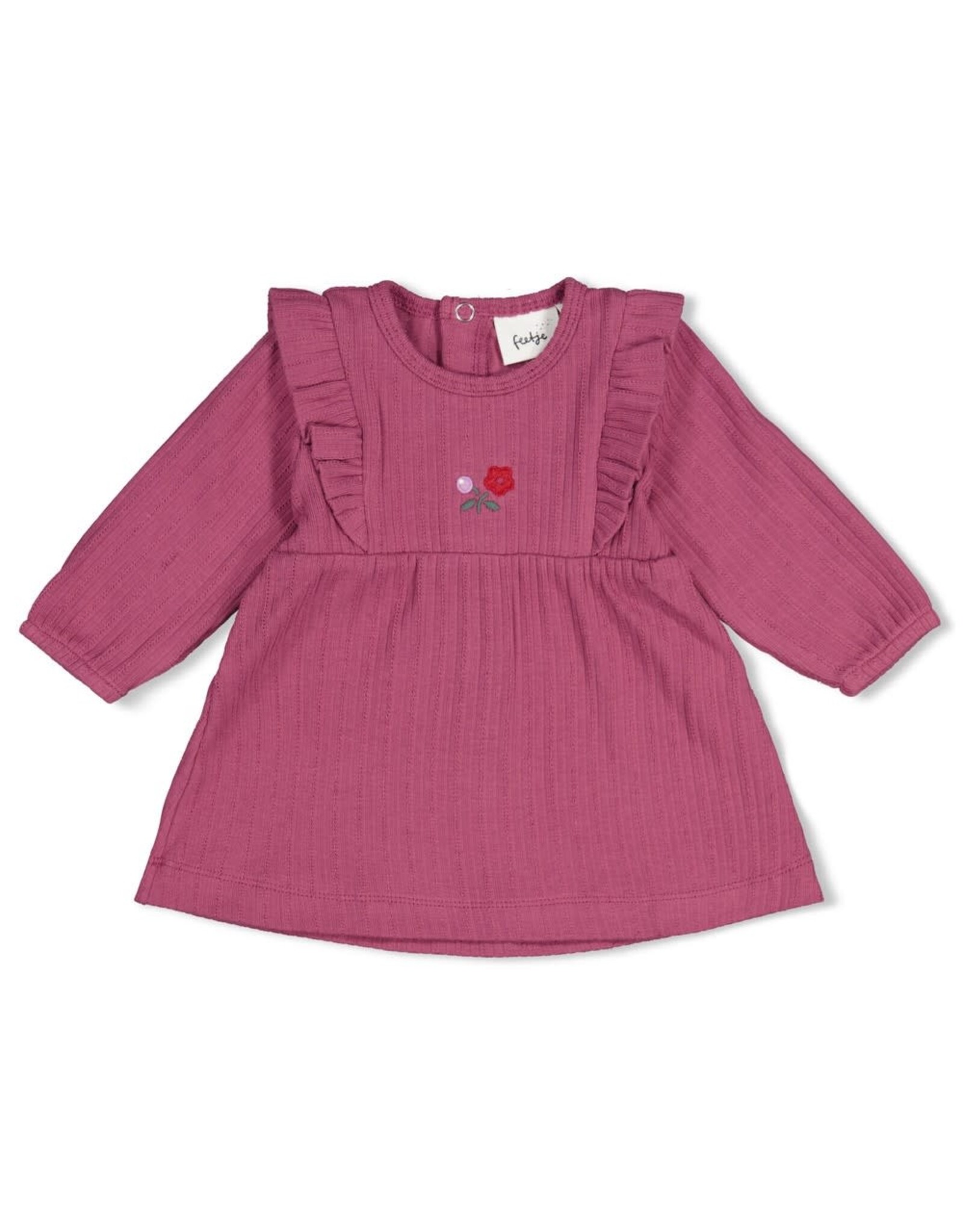 Feetje Jurk rib - Afternoon Tea Berry