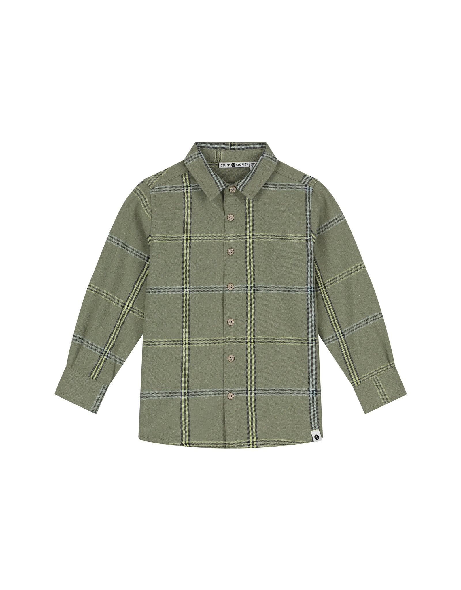 Stains & Stories boys shirt long sleeve Army
