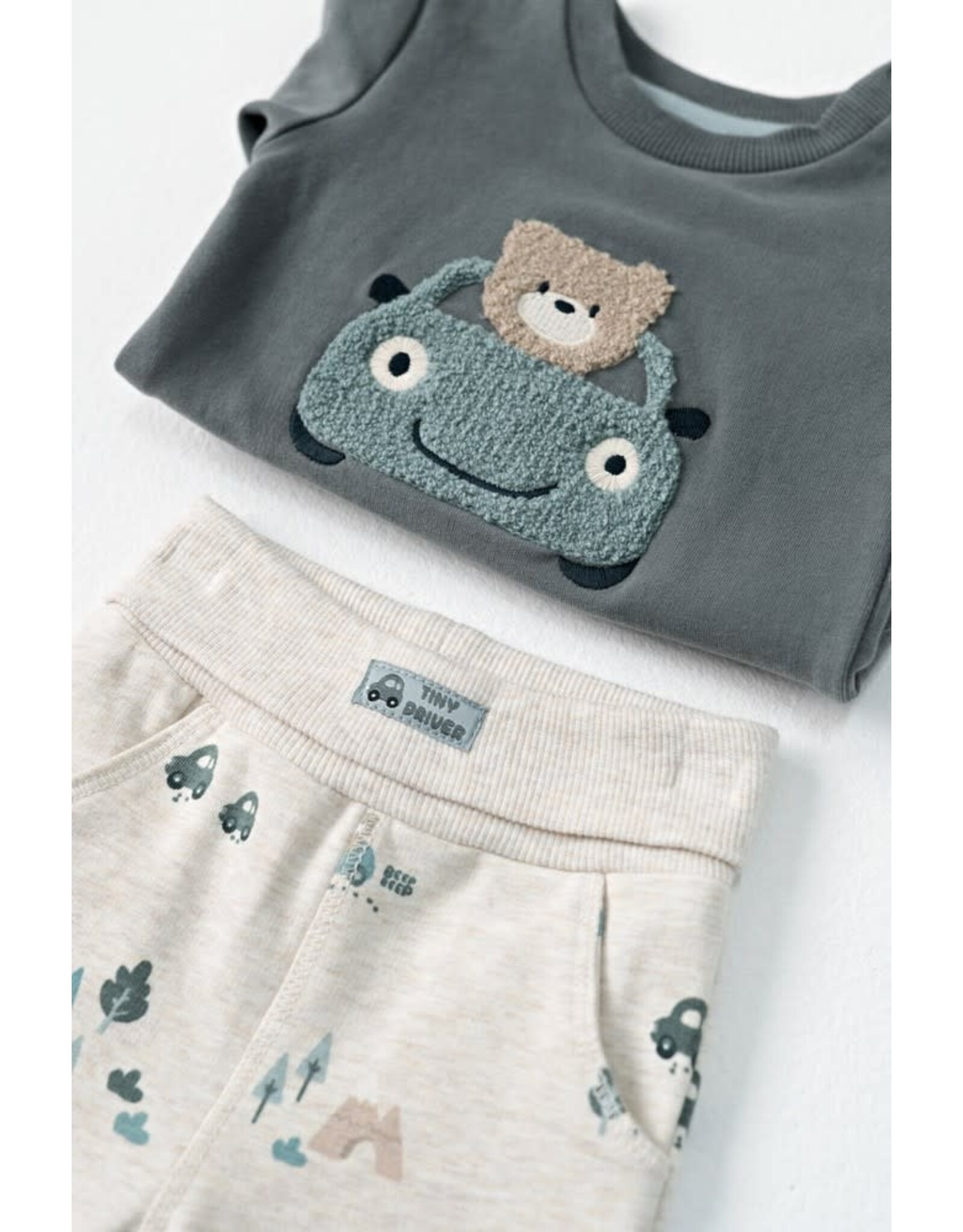 Feetje Broek AOP - Beep Beep Offwhite melange