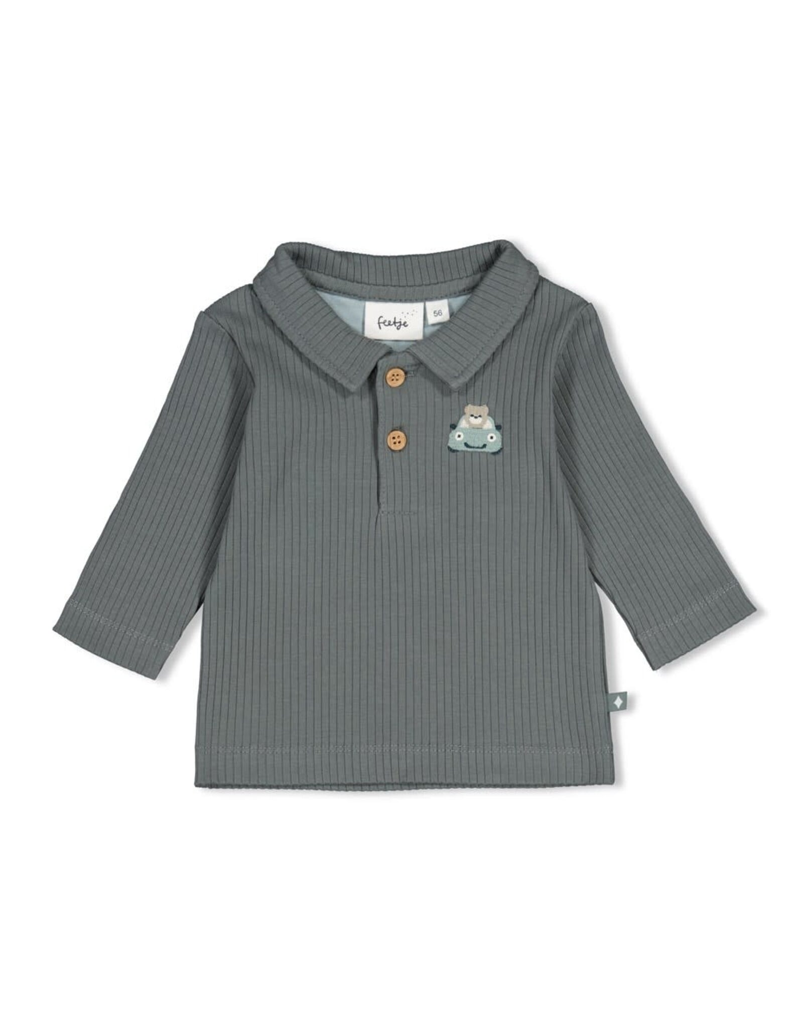 Feetje Polo rib - Beep Beep Zeegroen